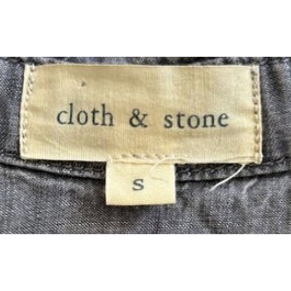 Anthropologie Cloth & Stone Chambray Gray Tencel Button Down Shirt Small - Picture 3 of 9